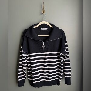 Black and White Quarter ZipSweater